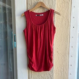 Athleta Red Long Line Ruche Side Tank Top Size XL